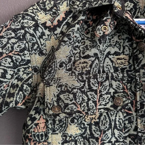Free People We The Free Tapestry Fog Jacquard Shirt Jacket XS Boho Oversized - Picture 9 of 12
